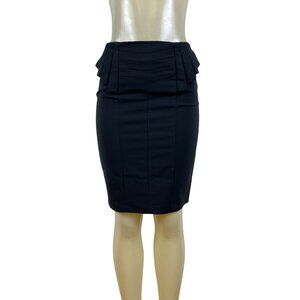 Adiva Womens Black Peplum Pencil Skirt Cotton Nylon Blend Size 6